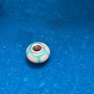 Blue and Cream Bead Charm
